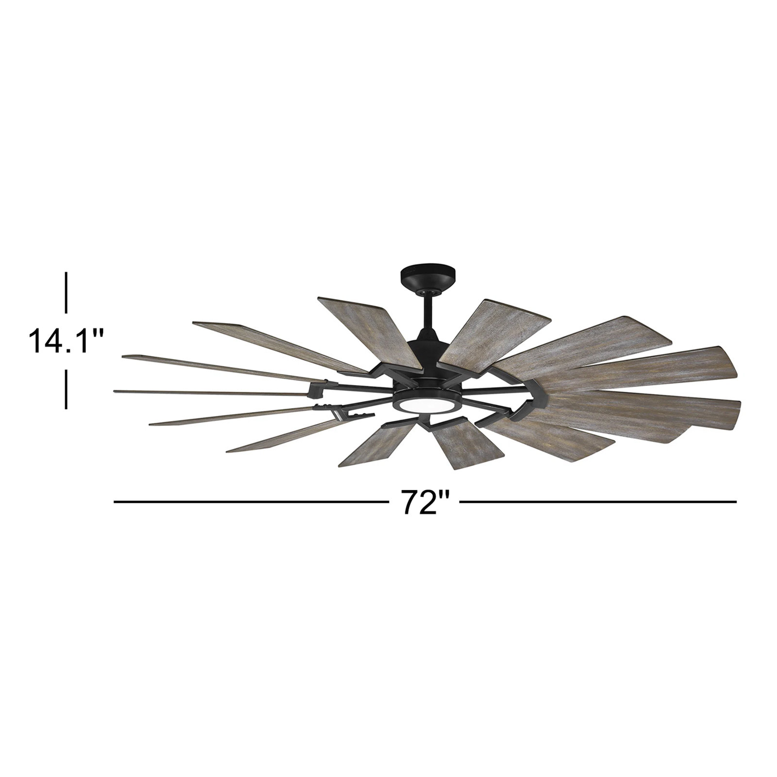 Elainea 62" Ceiling Fan with LED Light Kit, Aged Pewter with Light Grey Weathered Oak Blades, 72 inches