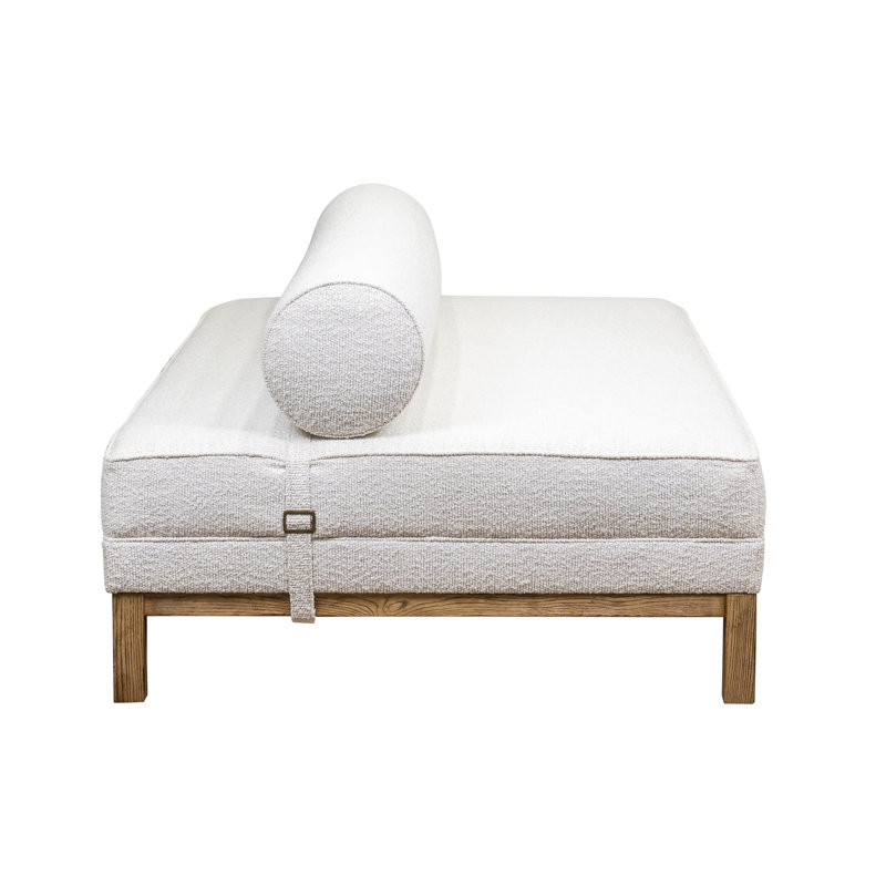 Metairie Upholstered Daybed Ottoman, Medium Yellow Wood, Del Ray Pearl Polyester Blend