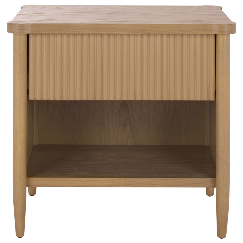 Shelbie 1 Drawer Reeded Nightstand, Oak