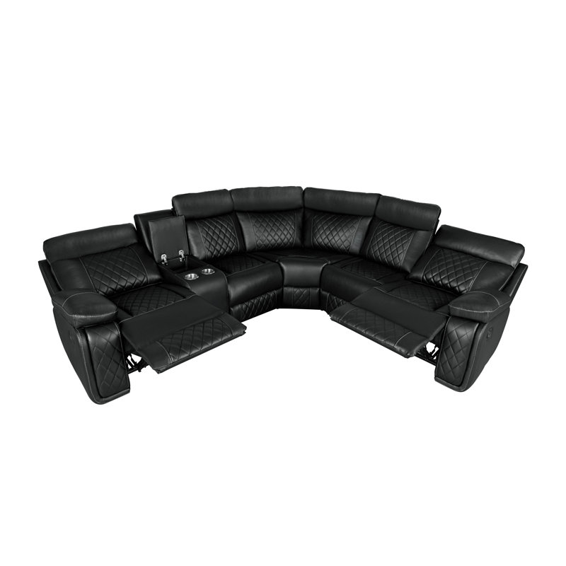 Fauteuil inclinable manuel de cinéma maison avec rangement caché Eden, Noir, noir, noir, noir