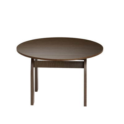 51.18" Solid Wood Extendable Dining Table, Walnut Finish Drop‑Leaf Kitchen Table, Oval to Round Farmhouse Dining Table with Arch‑Shaped Legs for Small