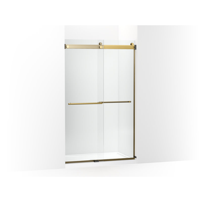 Levity Plus Less Sliding Shower Door, 77-9/16 In. H X 44-5/8 - 47-5/8 In. W, With 5/16 In.-Thick Crystal Clear Glass, Bronze