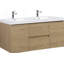 Meuble-lavabo mural 60 po avec lavabo, meuble-lavabo mural 60 po avec lavabo double en résine et tiroirs à fermeture en douceur, chêne naturel 24V11-60DNO-1885970054