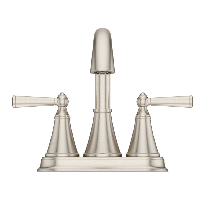 Saxton Double Handle Centerset Faucet Bathroom Faucet with Drain Assembly, Brushed Nickel