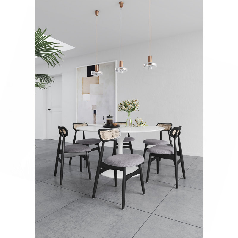 Ensemble de 2 chaises de salle à manger, Gris, Noir