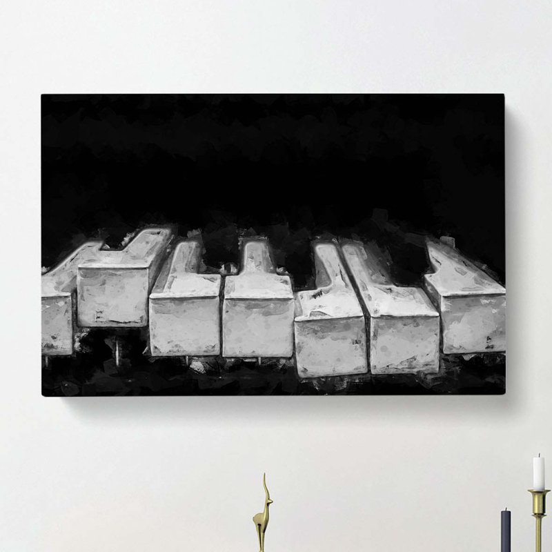 Broken Piano Keys In Abstract - Wrapped Canvas Print, 35cm H x 50cm W x 3cm D