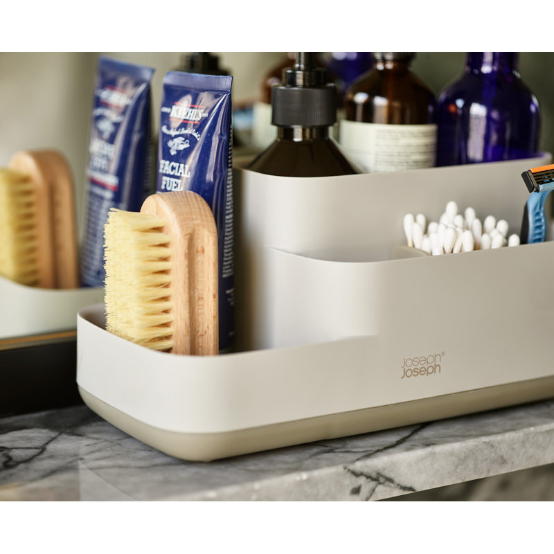 EasyStore Bathroom Countertop Storage Tray Organizer, Ecru