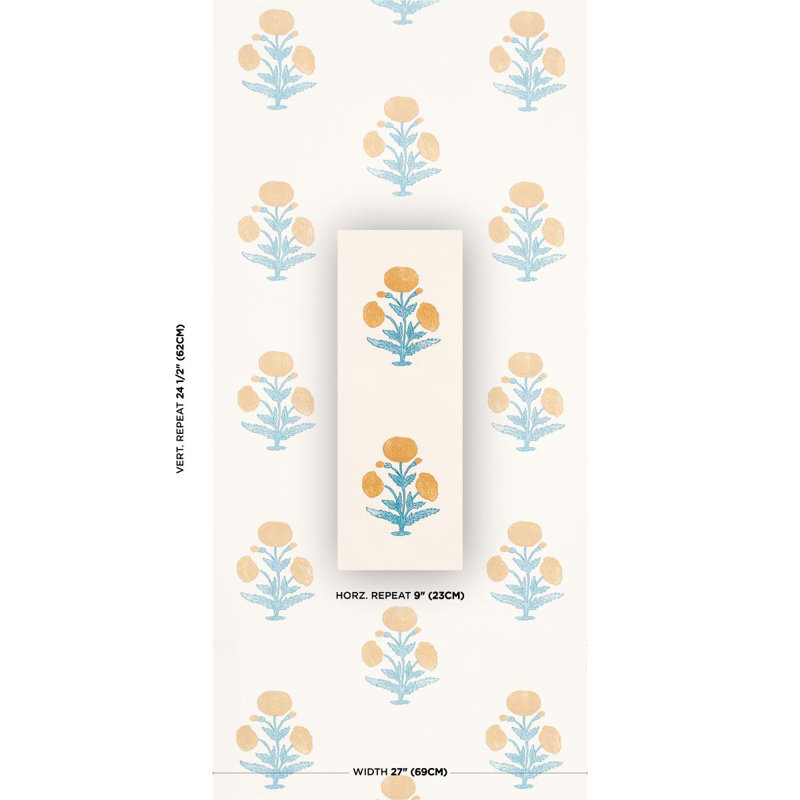 Papier peint Schumacher X Molly Mahon Poppy, Rose