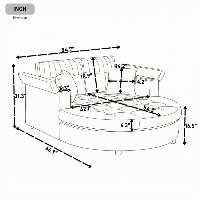Sofa méridienne avec rangement dans les accoudoirs, Vert