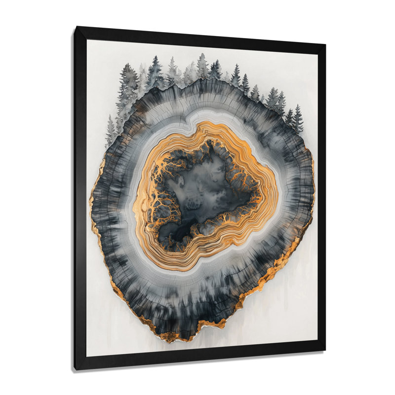 Gethers - Paysages, art mural, H 32 po x l 16 po, Noir, noir, noir, noir, Picture Framed