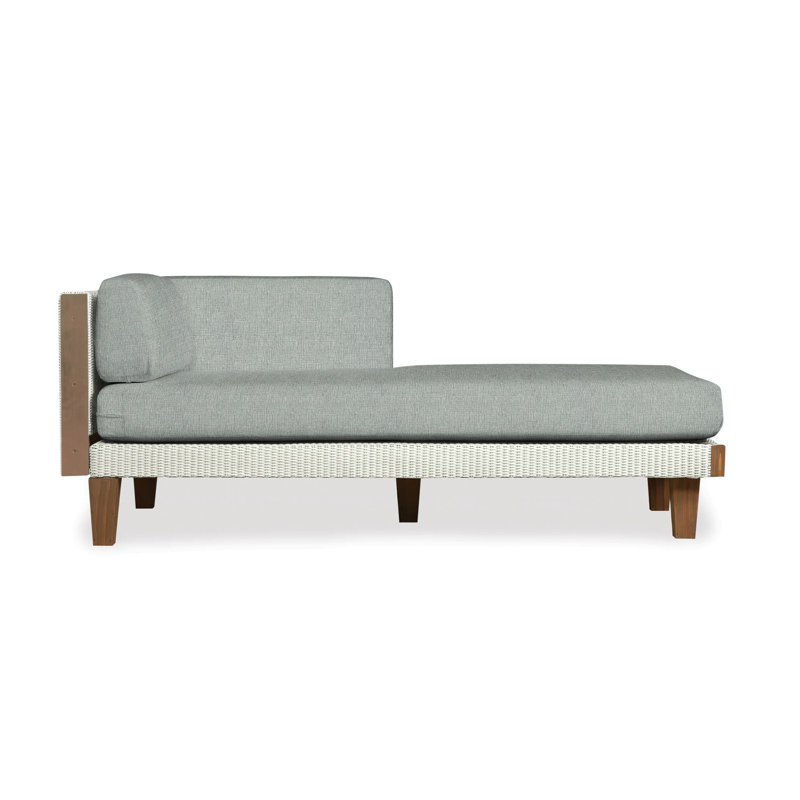 Catalina Outdoor Teak Chaise Lounge, Sailcloth Seagull, Ivory
