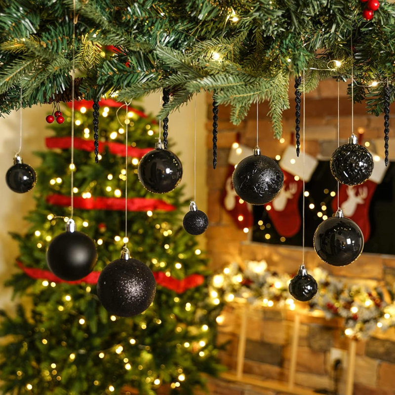 Ornements de Noël pour arbres de Noël, boules de Noël incassables, Noir, noir, noir, noir