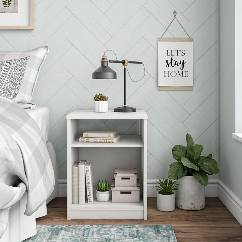 Tooke Classic Nightstand with Open Shelf & Wooden Frame