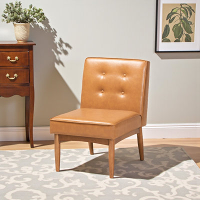 Kazden Modern Tan Faux Leather and Solid Wood Dining Chair, 31.5'' H X 21.5'' W X 27.5'' D
