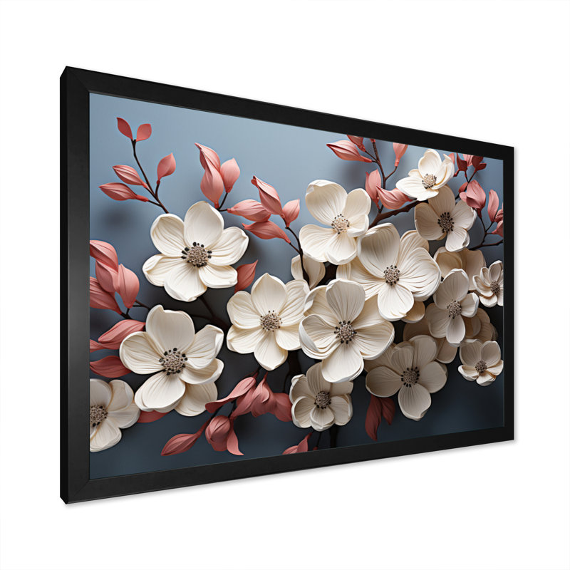 Dogwood Field Pointillism Collage III - impression, H 34 po x l 44 po x P 1,5 po, Cadre simple noir