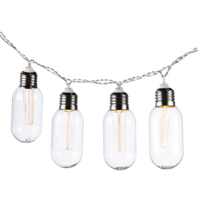 Decorative 10-Light Solar Clear Edison-Style String Lights – 6-Foot Vintage-Inspired Outdoor Lighting with Warm White LED Bulbs
