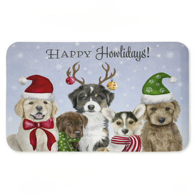 Tapis de sol anti-fatigue Happy Howlidays Puppies, design par Brett Blumenthal, 30 po x 18 po