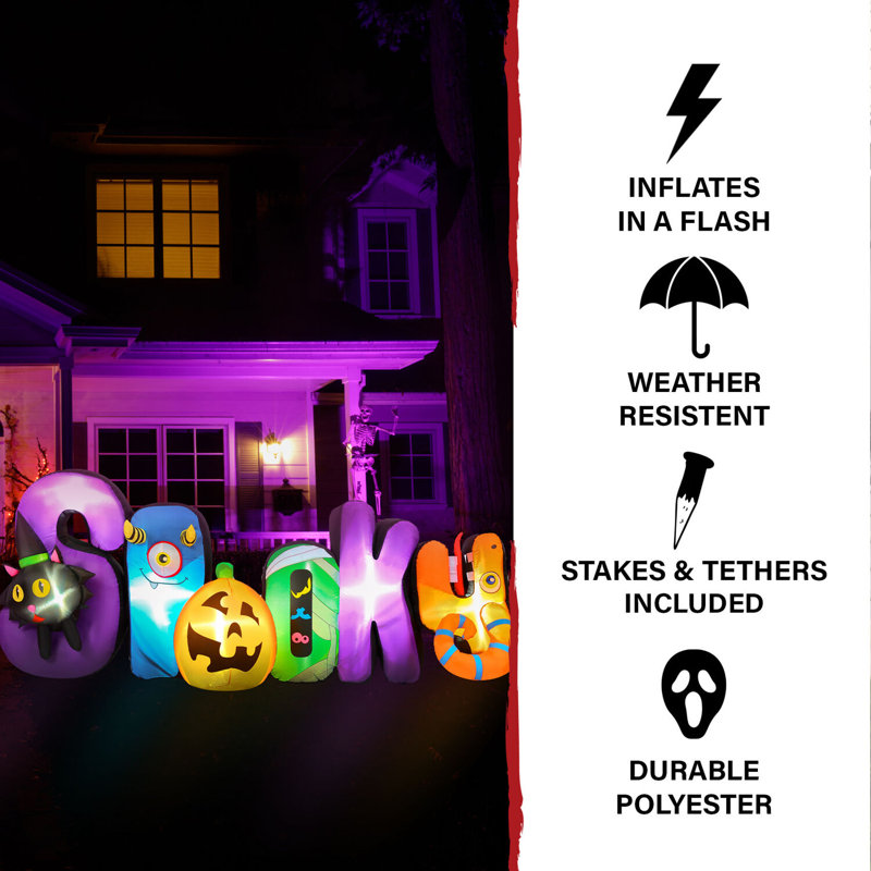 9-Ft Multicolor Polyester Halloween Inflatable Sign with LED Lights