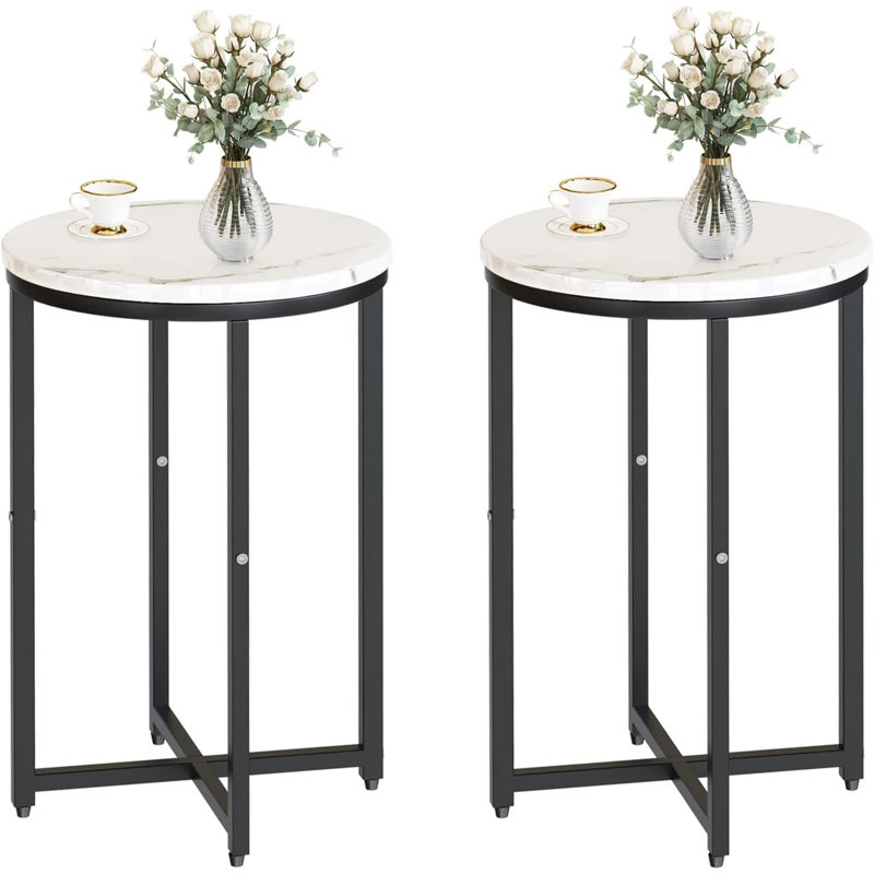 Ensemble de 2 tables d'appoint de table d'appoint 2 pièces de 16 pouces Modern Modern, Noir
