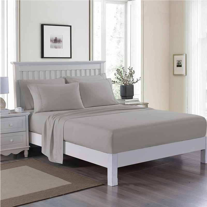 Ensemble de draps en microfibre Yelena, Double, Gris