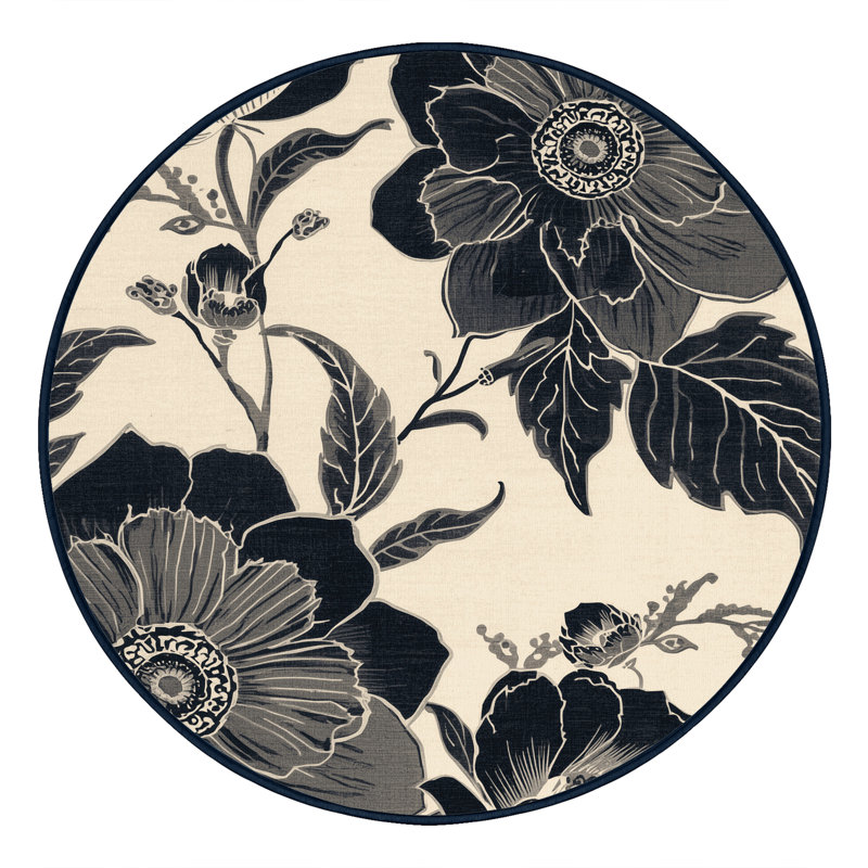 Tapis oriental beige lavable à la machine Pauleta, 6 po de diamètre
