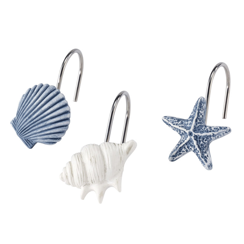 Abstract Coastal Bath Shower Curtain Hooks