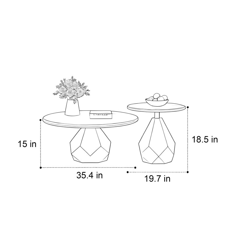 Hollowell, 15" H x 35.4" W x 35.4" D