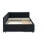 Pleine grandeur, velours, cadre de lit, design, deux tiroirs de rangement, corps de lit confortable et ajustable, lit de jour rembourré noir avec décoration de chambre à coucher et moderne pour une utilisation