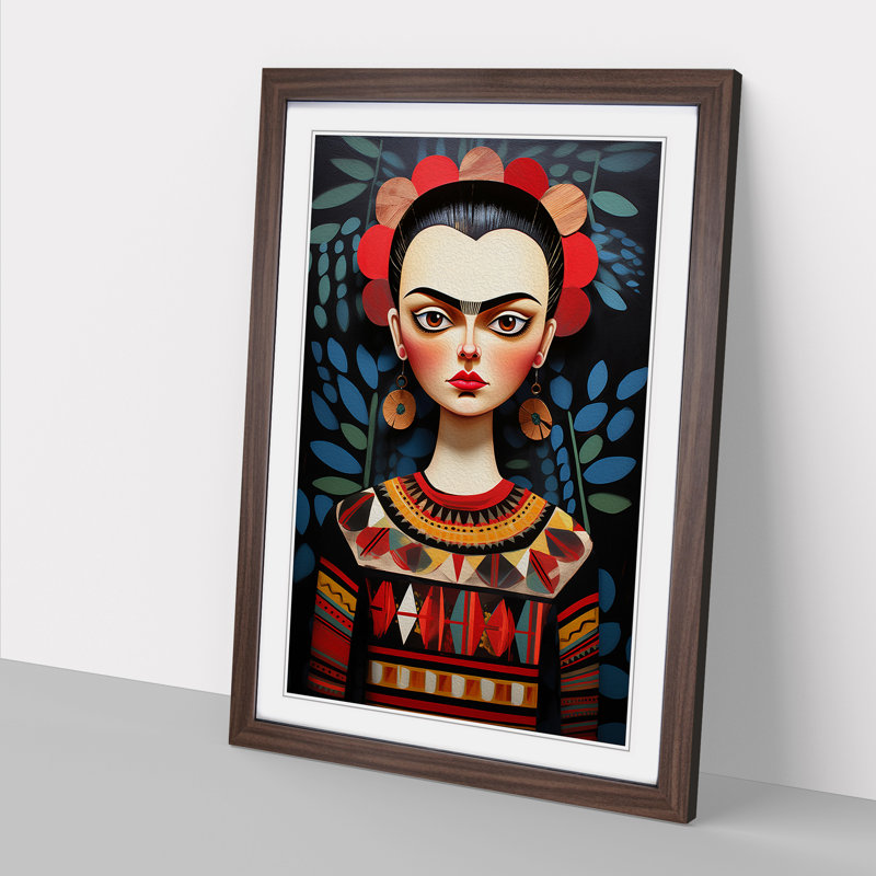 Frida Kahlo Constructivism - Framed Print, 64cm H x 46cm W x 2cm D, Walnut