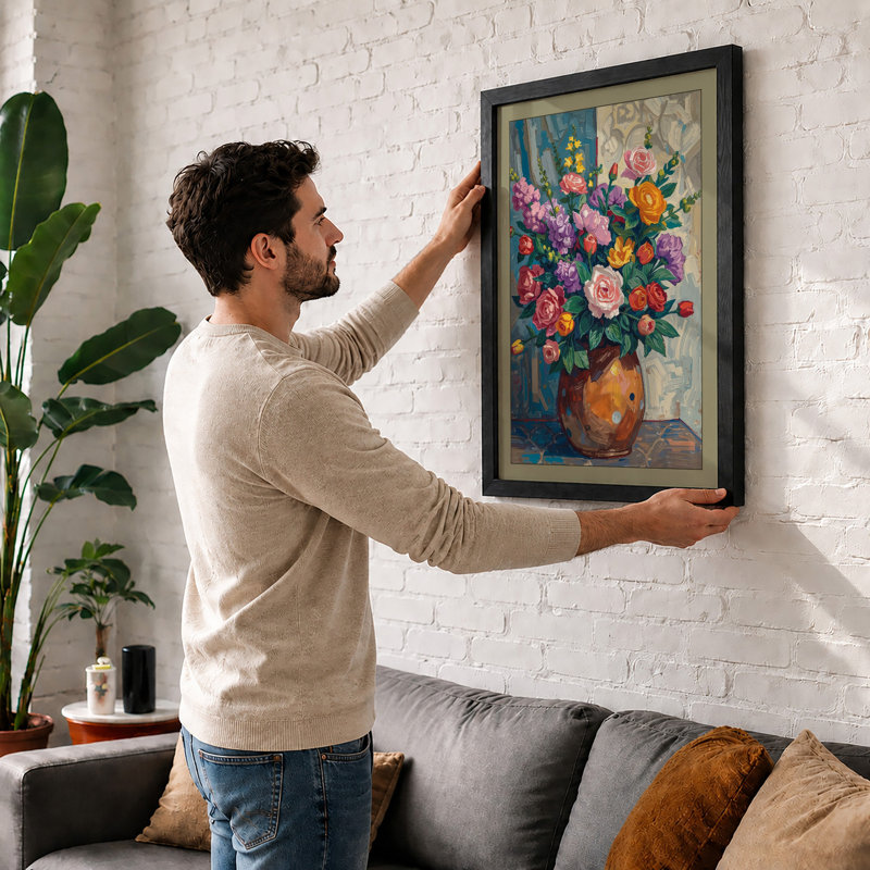 Terracotta Roses Botanical - Framed Print, A1 - 84.1 x 59.4 cm, Black