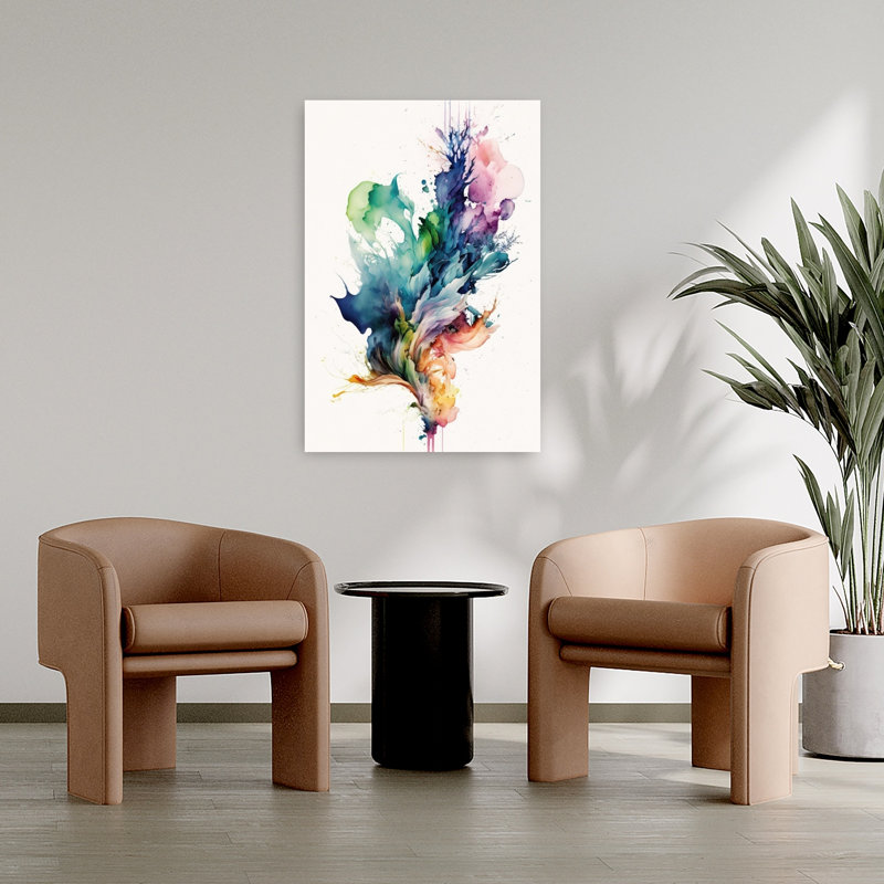 Colorful Watercolor Abstract Abstract Contemporary Modern Violet Wall Art Print by Mauro - Wrapped Canvas Print