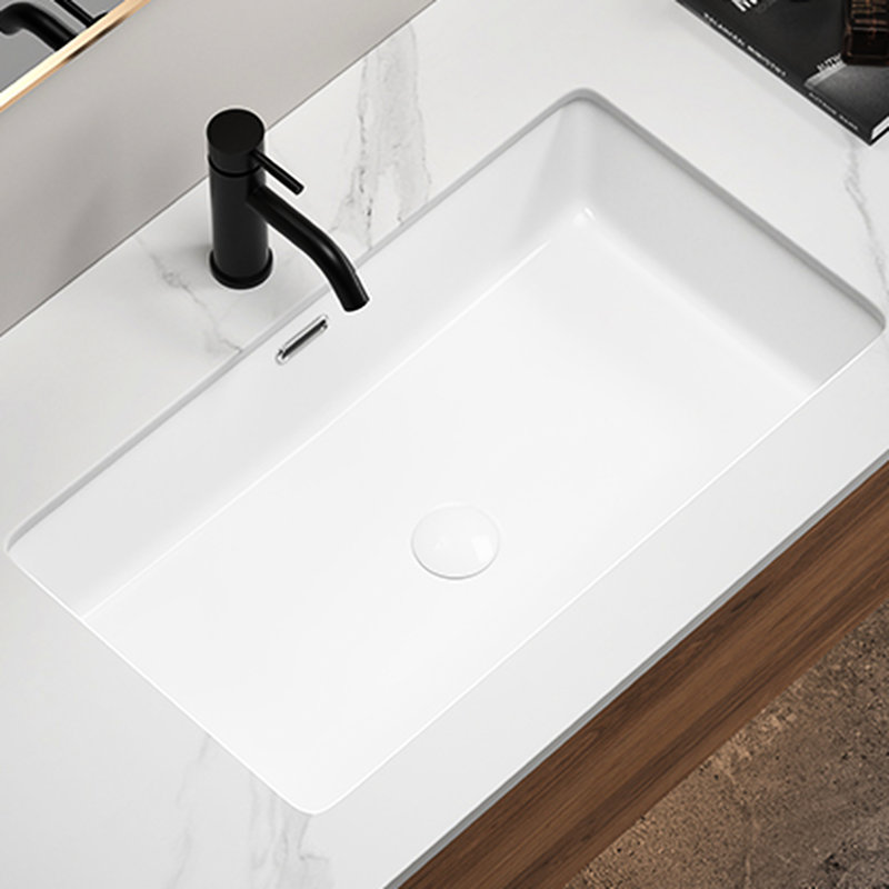 Évier encastré blanc de 28 pouces pour la cuisine et la salle de bain, bol simple spacieux, finition lisse avec base moderne, noyau solide