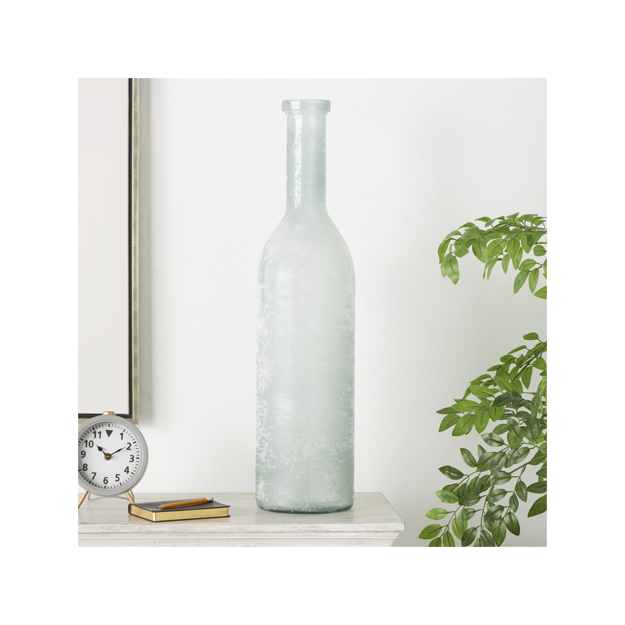 Northridge Recycled Glass Handmade Tall Ombre Floor Decorative Vase, 29.9" H x 	7.1" W x 7.15" D, Clear