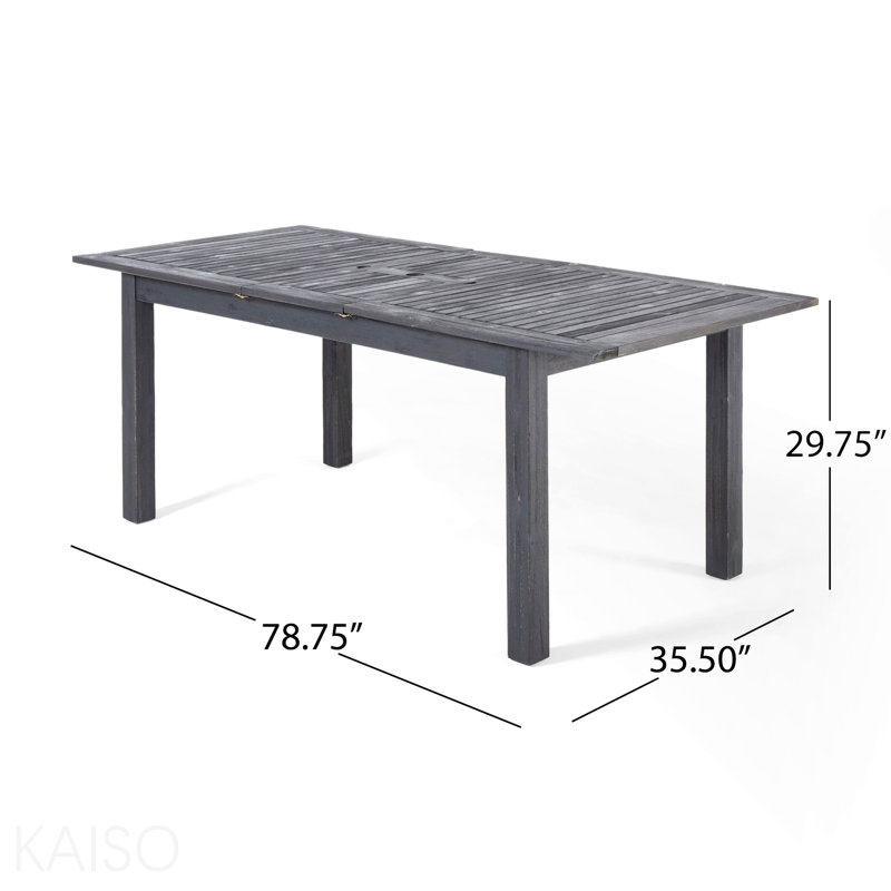 Table de salle à manger d'extérieur extensible en bois d'acacia, gris foncé