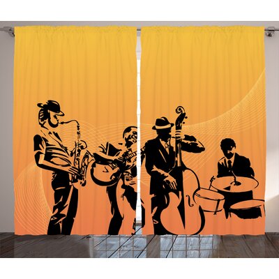 Jazz Music Semi-Sheer Rod Pocket Curtain Panels -  Ambesonne, p_16691_108x63