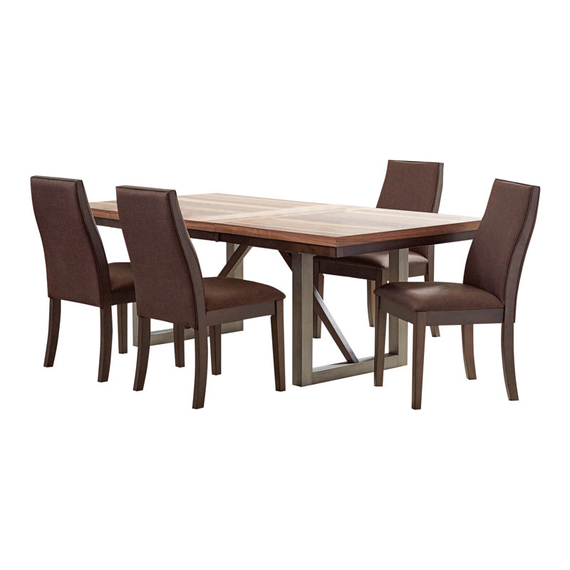 Ensemble de salle à manger rectangulaire L 76,85 po x l 40,65 po, Brun, 5 pièces: table, 4 chaises