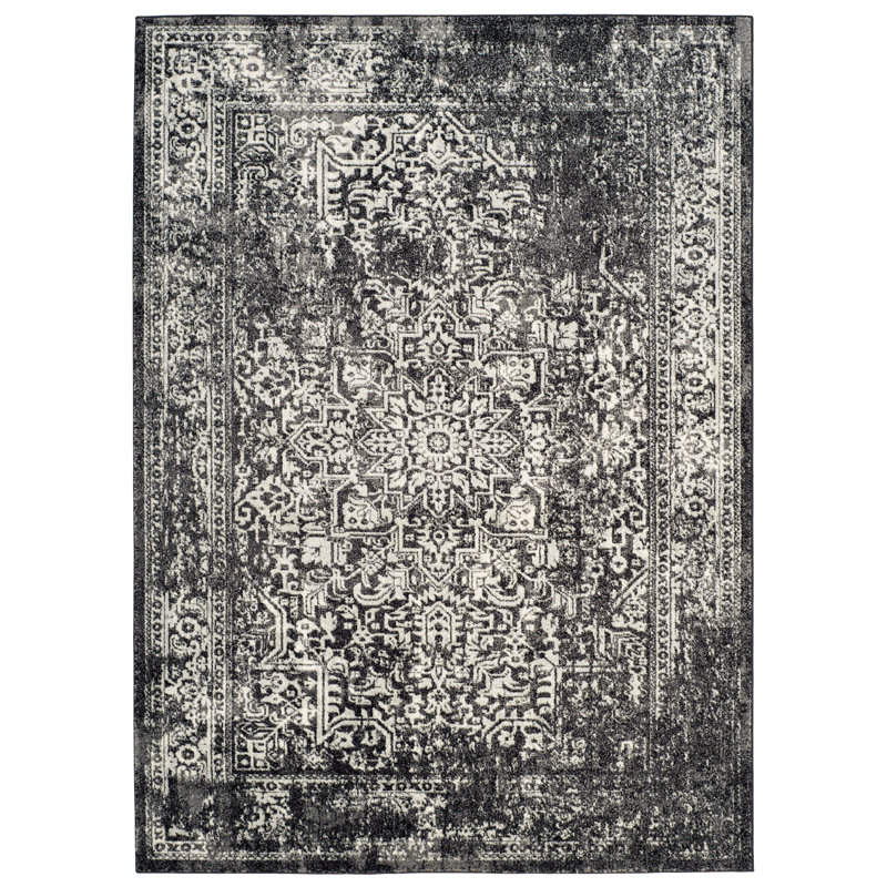 Oriental Area Rug, Rectangle 160 x 229 cm, Black/Grey