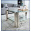 Verre de style industriel Table basse en acier inoxydable, rangement à deux niveaux, facile à nettoyer pour le salon-1591276367-1591276361