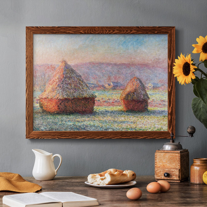 " Haystacks ", 18" H x 26" W x 1.5" D, Maple Framed