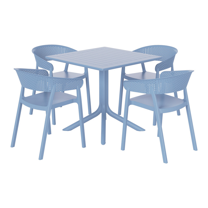 Ensemble repas carré pour 4 personnes, Bleu