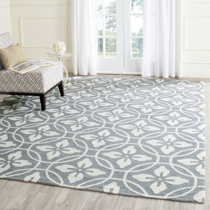 Tapis à motif floral crocheté à la main Four Seasons, Rectangle 8 pi x 10 pi