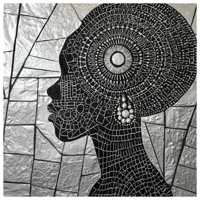 Housses de couette silhouette femme mosaïque, Grand lit
