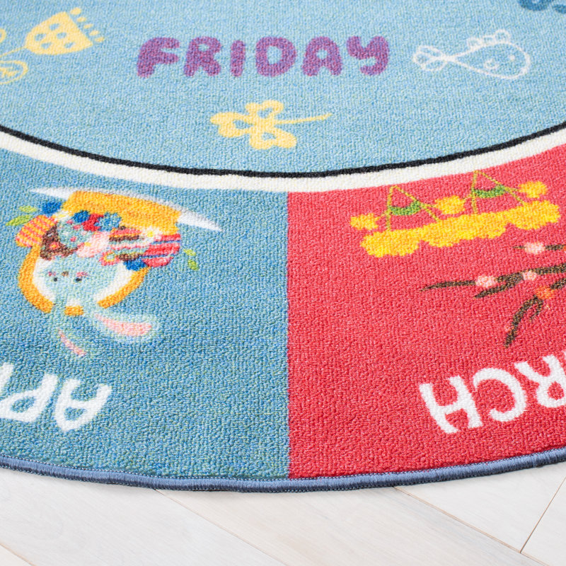 Highsmith Blue/Beige/Pink Area Rug, Round 5'