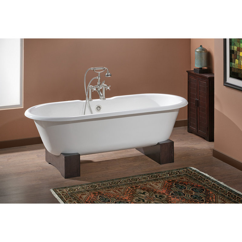 Regal 61'' L Soaking Bathtub, White Interior with White Exterior, Dark Beech