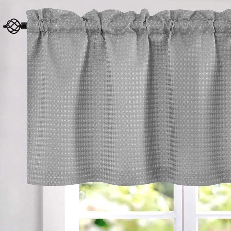 Cantonnière en lin tissé gaufré, Gris