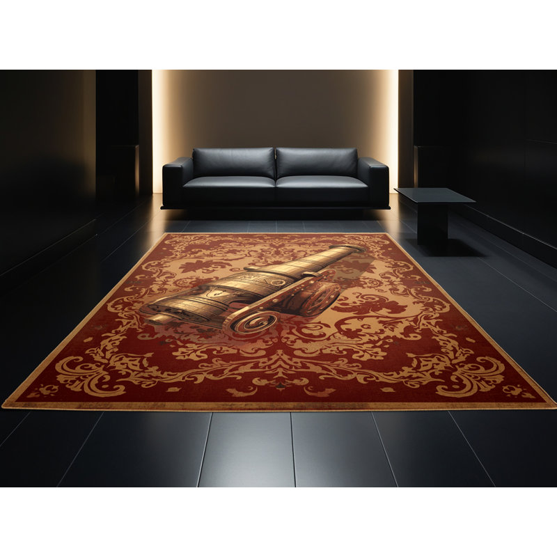 Tapis brun traditionnel lavable à la machine Glendale, 7x9