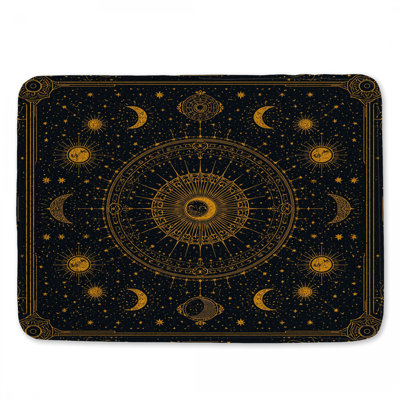 Celestial Sun Moon Illustration Bath Mat