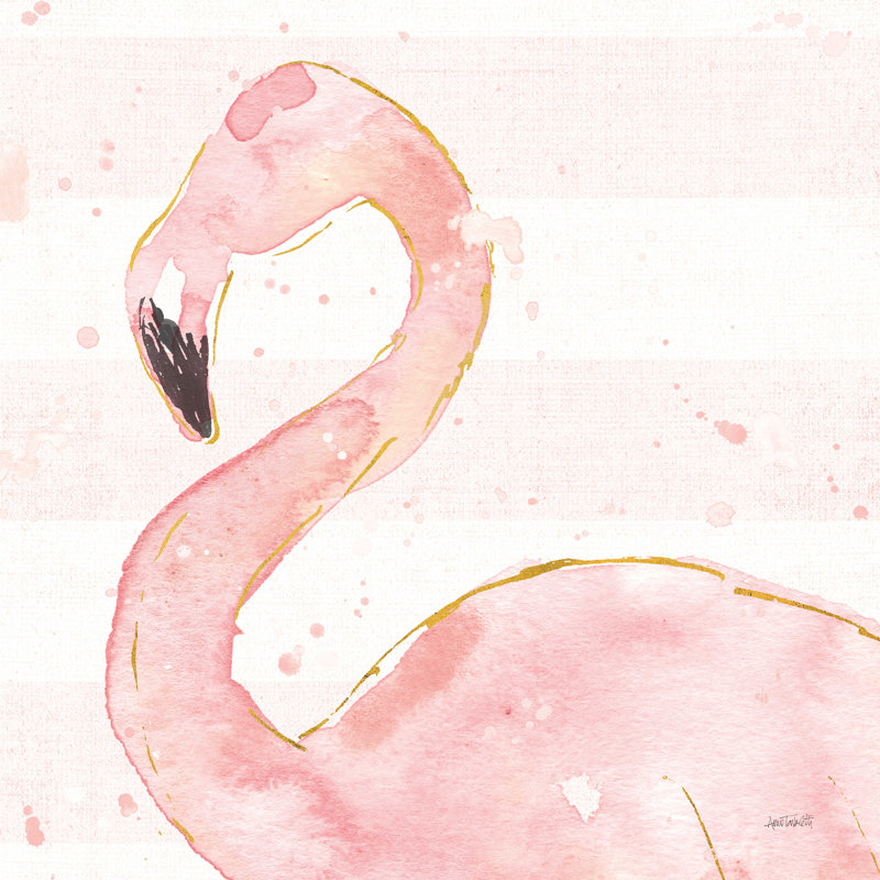 «Flamingo Fever III Light No Words» par Anne Tavoletti, reproduction, Cadre photo noyer, Oui, H 30 po x l 30 po