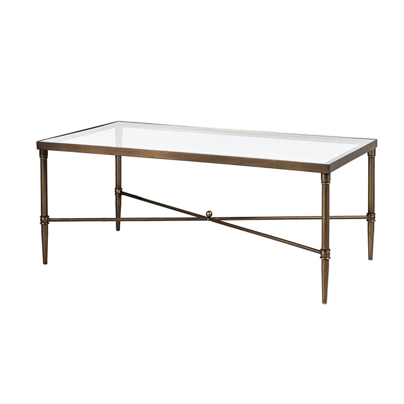 Table basse en métal chromé 5 mm avec cadre en verre trempé, l 44 po x P 24,27 po, assemblage requis avec plateau en verre robuste