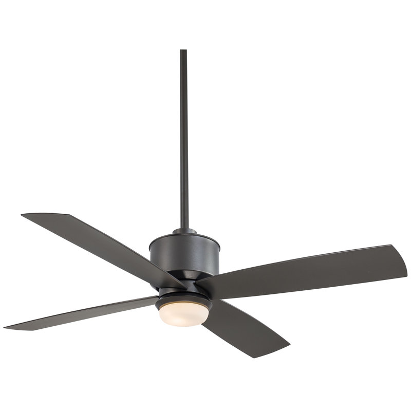 52" Strata 4 - Blade Outdoor LED Standard Ceiling Fan with Remote Control and Light Kit Included, Smoked Iron